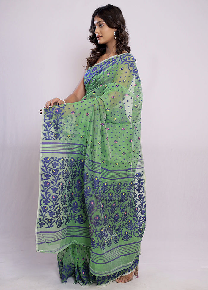 Green Tant Cotton Saree Without Blouse Piece - Indian Silk House Agencies