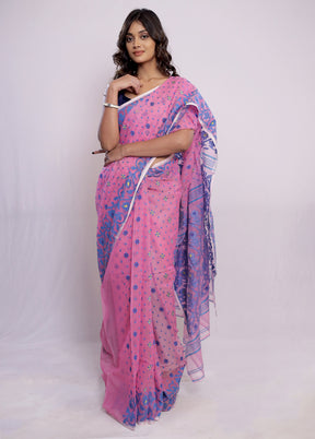 Pink Tant Cotton Saree Without Blouse Piece - Indian Silk House Agencies