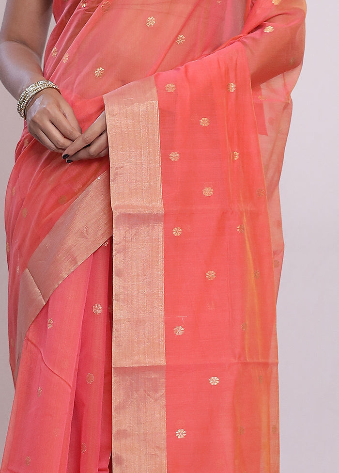 Pink Chanderi Pure Cotton Saree With Blouse Piece - Indian Silk House Agencies