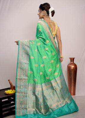 Green Katan Pure Silk Saree With Blouse Piece - Indian Silk House Agencies