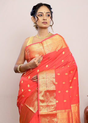 Pink Kanjivaram Silk Saree With Blouse Piece - Indian Silk House Agencies