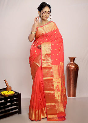 Pink Kanjivaram Silk Saree With Blouse Piece - Indian Silk House Agencies