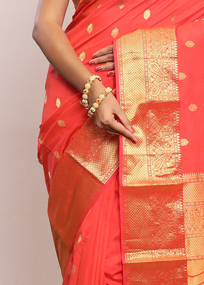 Pink Kanjivaram Silk Saree With Blouse Piece - Indian Silk House Agencies