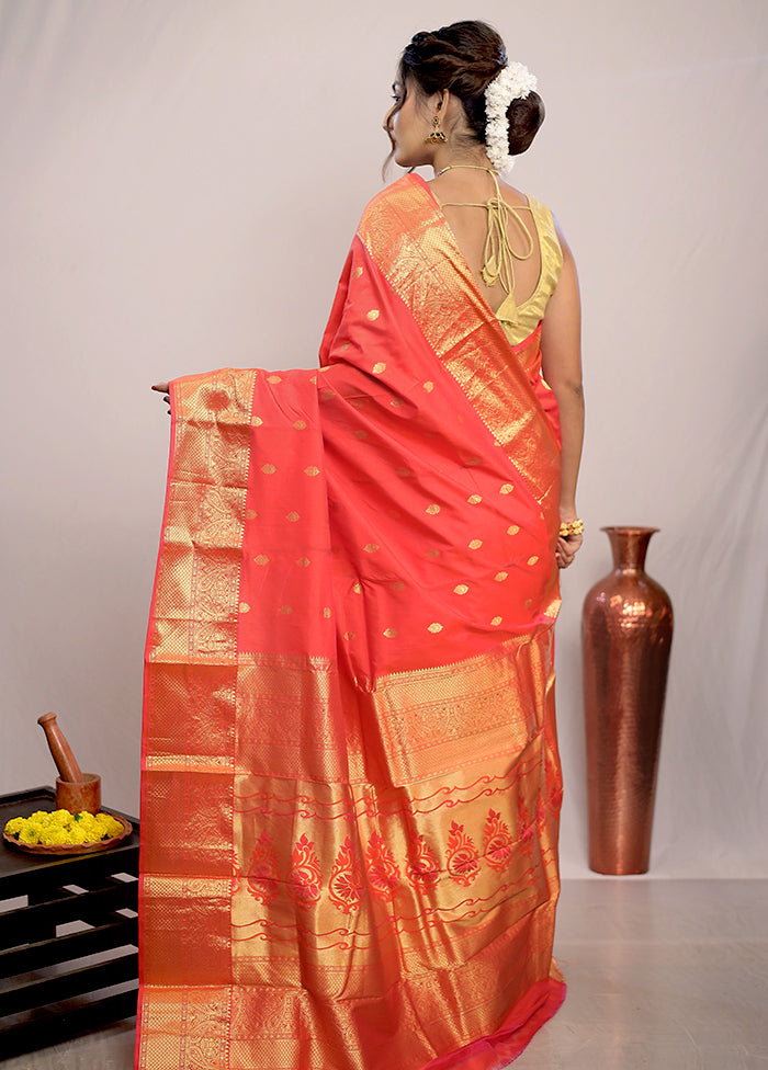 Pink Kanjivaram Silk Saree With Blouse Piece - Indian Silk House Agencies