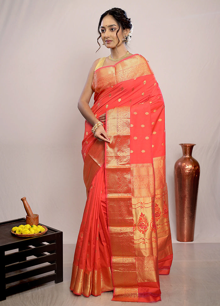 Pink Kanjivaram Silk Saree With Blouse Piece - Indian Silk House Agencies