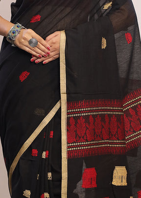 Black Matka Silk Saree With Blouse Piece - Indian Silk House Agencies