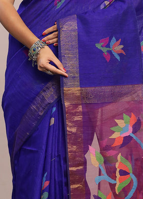 Blue Matka Pure Silk Saree With Blouse Piece - Indian Silk House Agencies