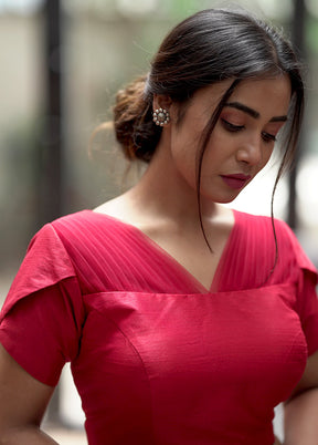 Red Dupion Silk Designer Blouse - Indian Silk House Agencies