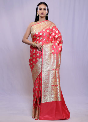 Pink Banarasi Silk Saree With Blouse Piece - Indian Silk House Agencies