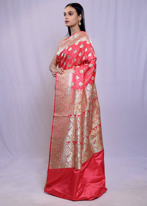 Pink Banarasi Silk Saree With Blouse Piece - Indian Silk House Agencies