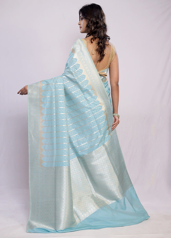 Blue Kora Silk Saree With Blouse Piece - Indian Silk House Agencies