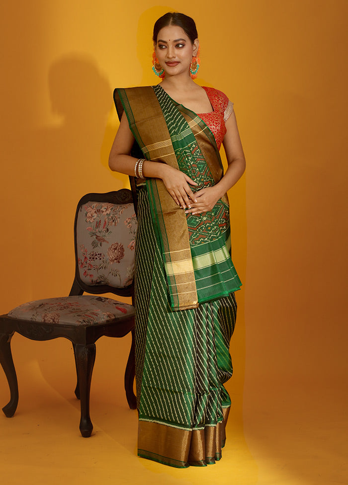 Green Pochampally Pure Silk Saree With Blouse Piece - Indian Silk House Agencies