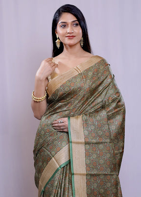 Pink Tussar Silk Saree With Blouse Piece - Indian Silk House Agencies