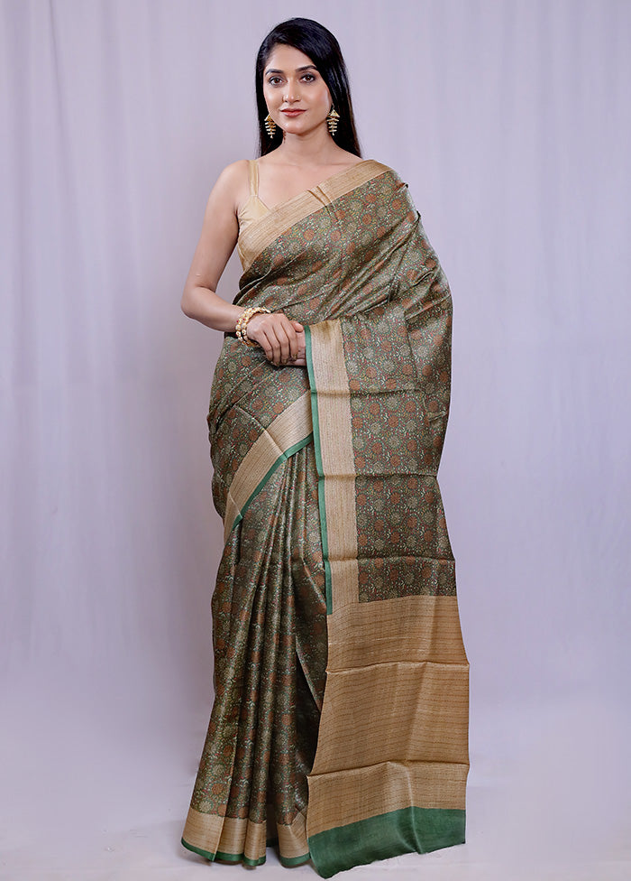 Pink Tussar Silk Saree With Blouse Piece - Indian Silk House Agencies