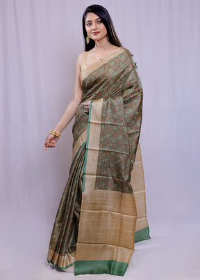 Pink Tussar Silk Saree With Blouse Piece - Indian Silk House Agencies