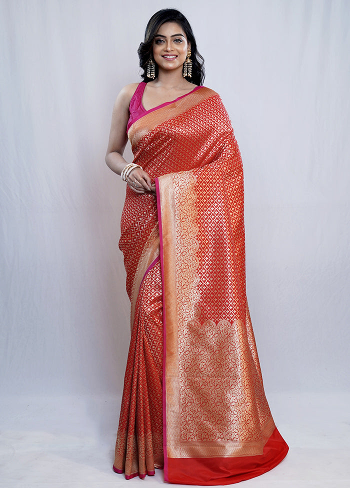 Red Uppada Silk Saree With Blouse Piece - Indian Silk House Agencies