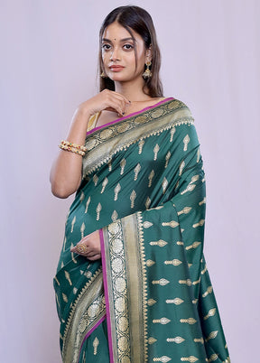 Green Uppada Silk Saree With Blouse Piece - Indian Silk House Agencies