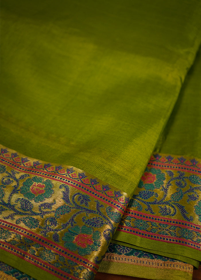 Green Tussar Silk Saree With Blouse Piece - Indian Silk House Agencies