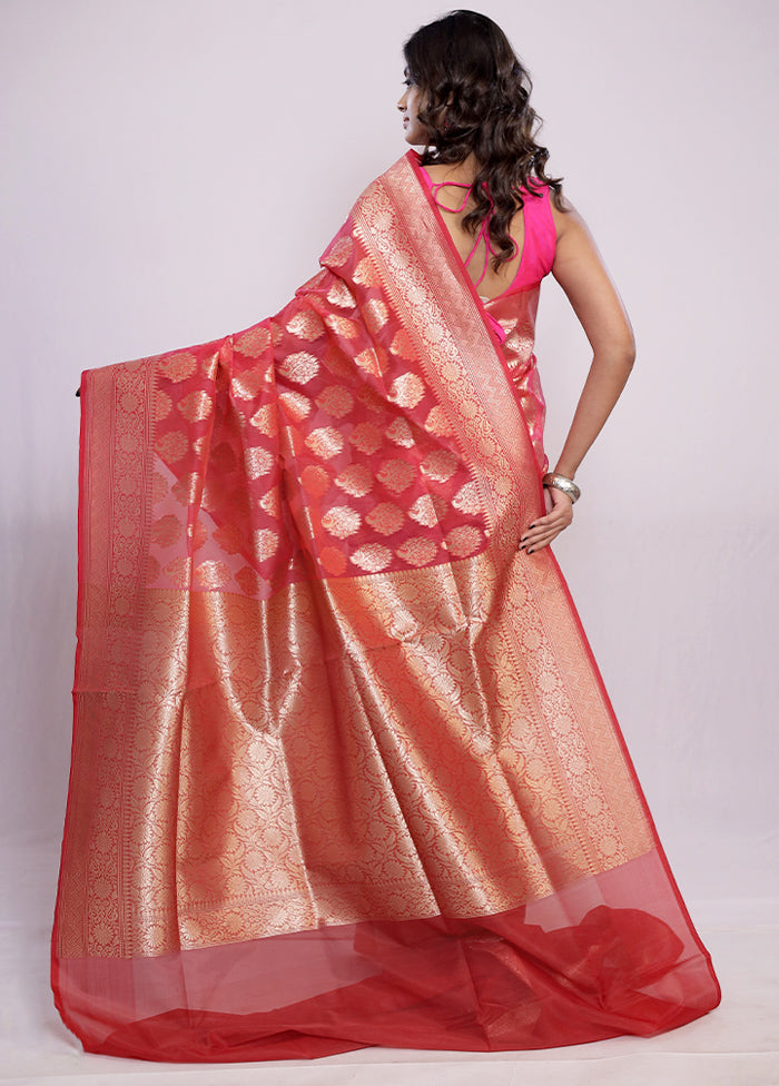 Pink Kora Silk Saree With Blouse Piece - Indian Silk House Agencies