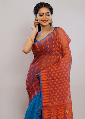 Orange Tant Cotton Saree Without Blouse Piece - Indian Silk House Agencies