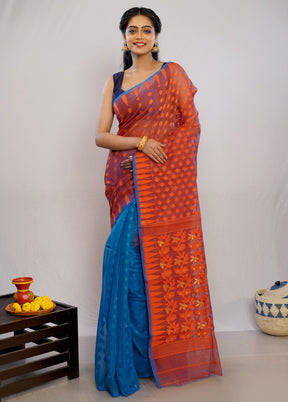 Orange Tant Cotton Saree Without Blouse Piece - Indian Silk House Agencies