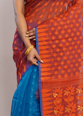 Orange Tant Cotton Saree Without Blouse Piece - Indian Silk House Agencies