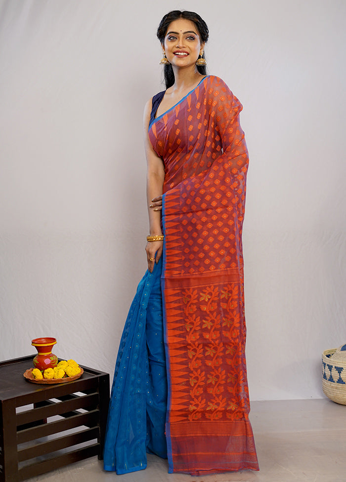 Orange Tant Cotton Saree Without Blouse Piece - Indian Silk House Agencies