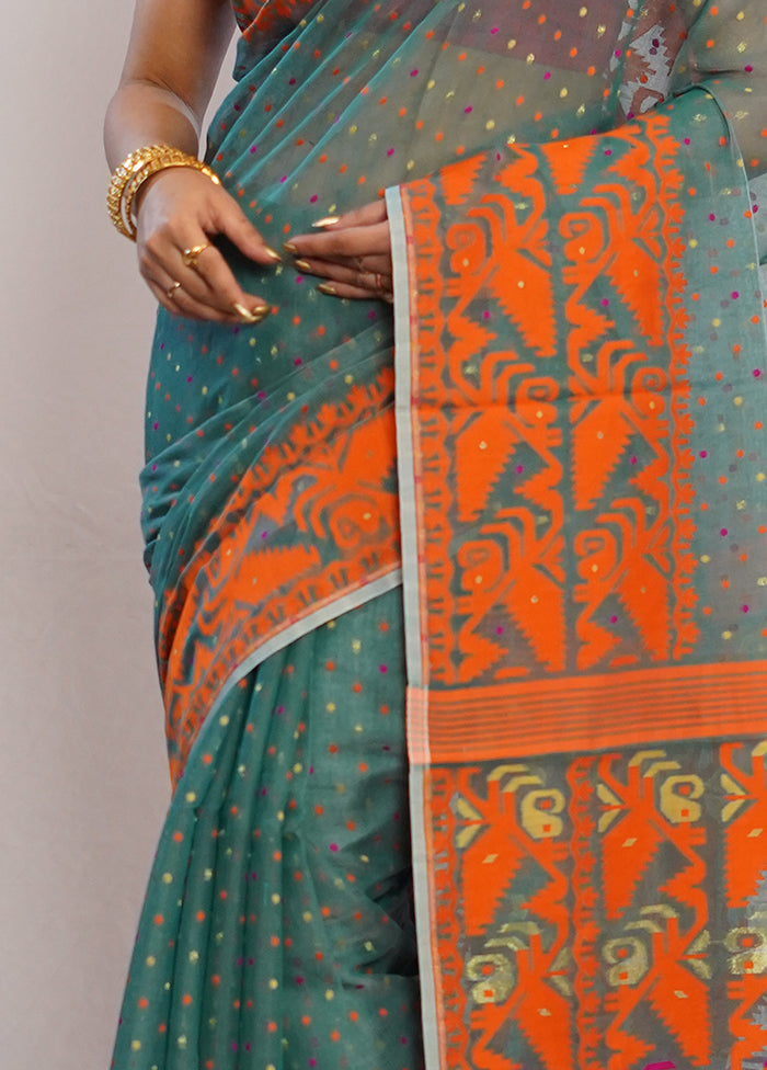 Green Tant Cotton Saree Without Blouse Piece - Indian Silk House Agencies