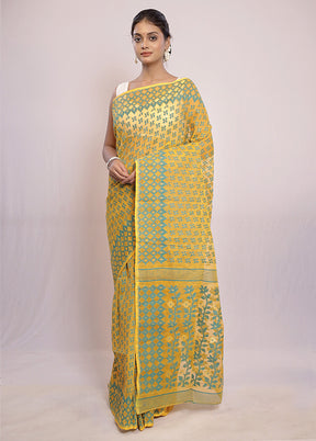 Yellow Tant Jamdani Saree Without Blouse Piece - Indian Silk House Agencies