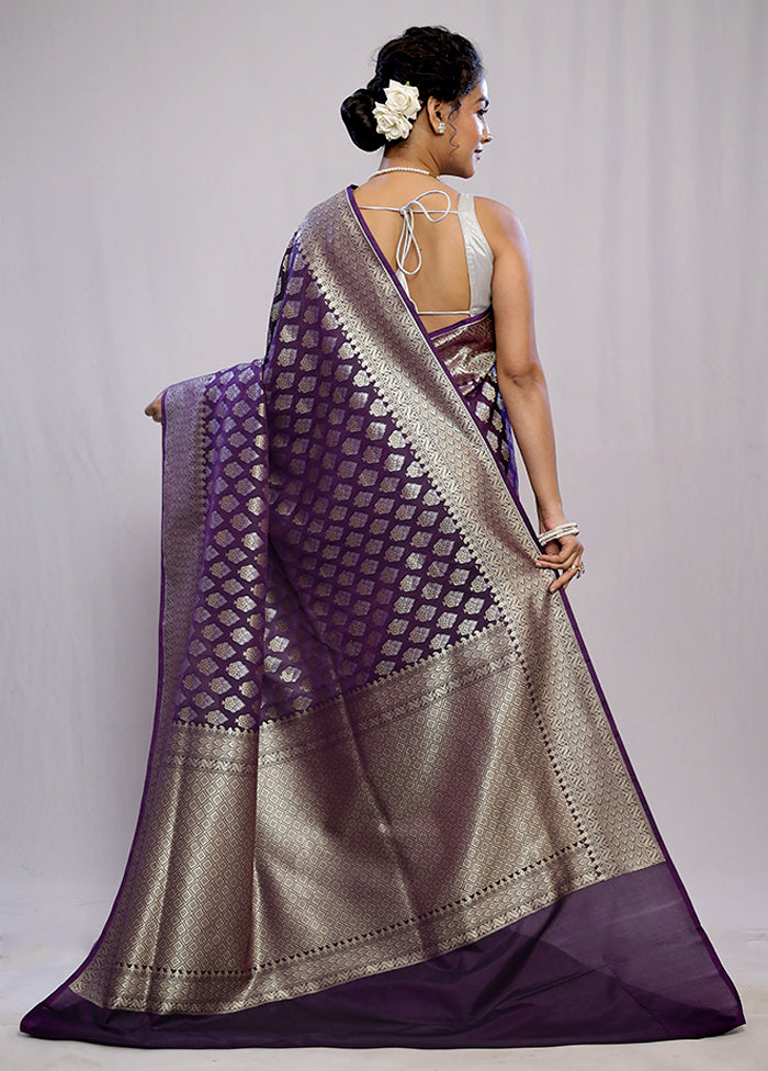 Purple Uppada Silk Saree With Blouse Piece - Indian Silk House Agencies