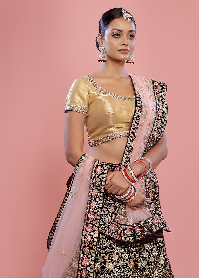 3 Pc Multicolor Semi Stitched Silk Lehenga Set - Indian Silk House Agencies