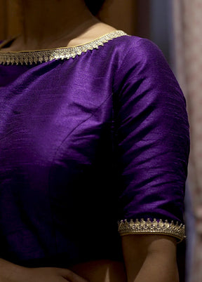 Purple Dupion Silk Designer Blouse - Indian Silk House Agencies