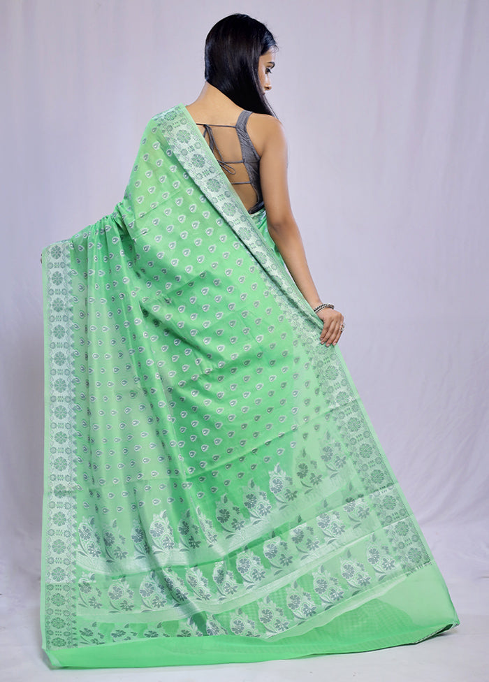 Green Kora Silk Saree With Blouse Piece - Indian Silk House Agencies