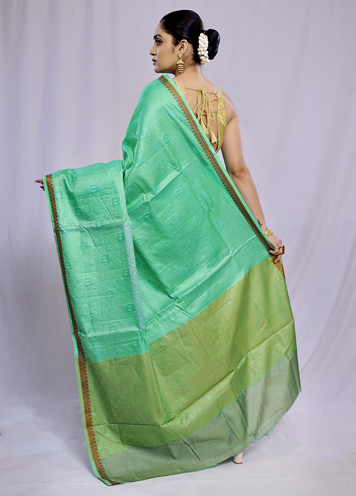 Green Tussar Silk Saree With Blouse Piece - Indian Silk House Agencies