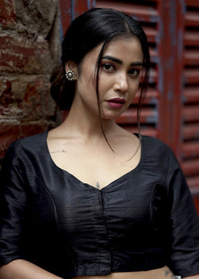 Black Dupion Silk Designer Blouse - Indian Silk House Agencies