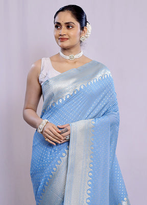 Blue Uppada Silk Saree With Blouse Piece - Indian Silk House Agencies