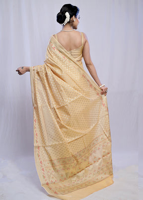 Cream Kora Silk Saree With Blouse Piece - Indian Silk House Agencies