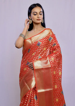 Red Kora Silk Saree With Blouse Piece - Indian Silk House Agencies