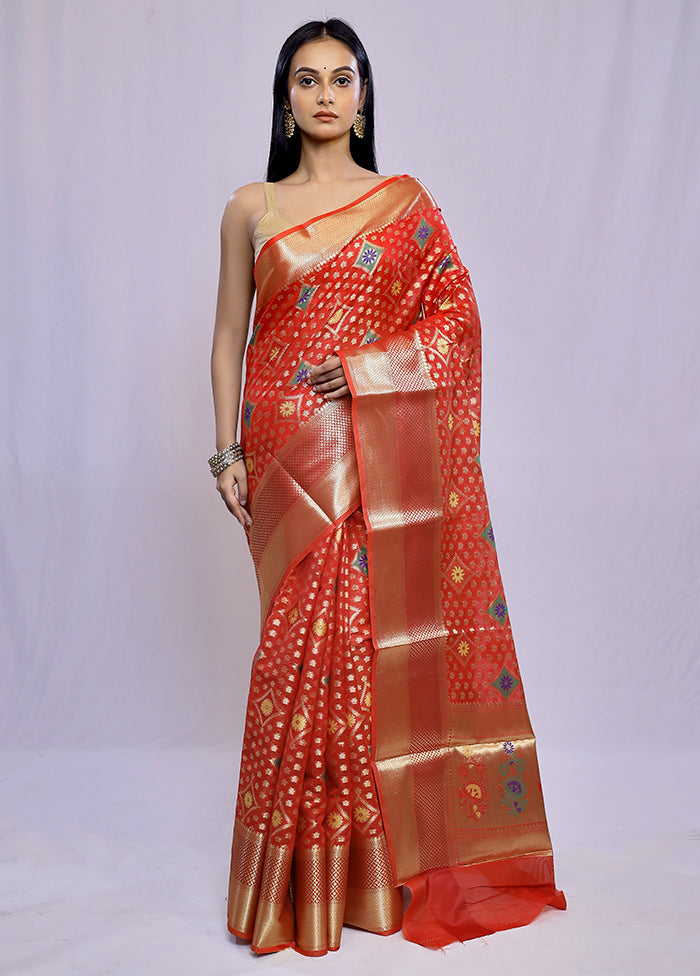 Red Kora Silk Saree With Blouse Piece - Indian Silk House Agencies