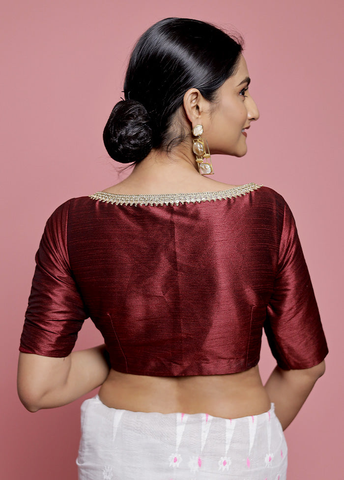 Maroon Dupion Silk Designer Blouse - Indian Silk House Agencies
