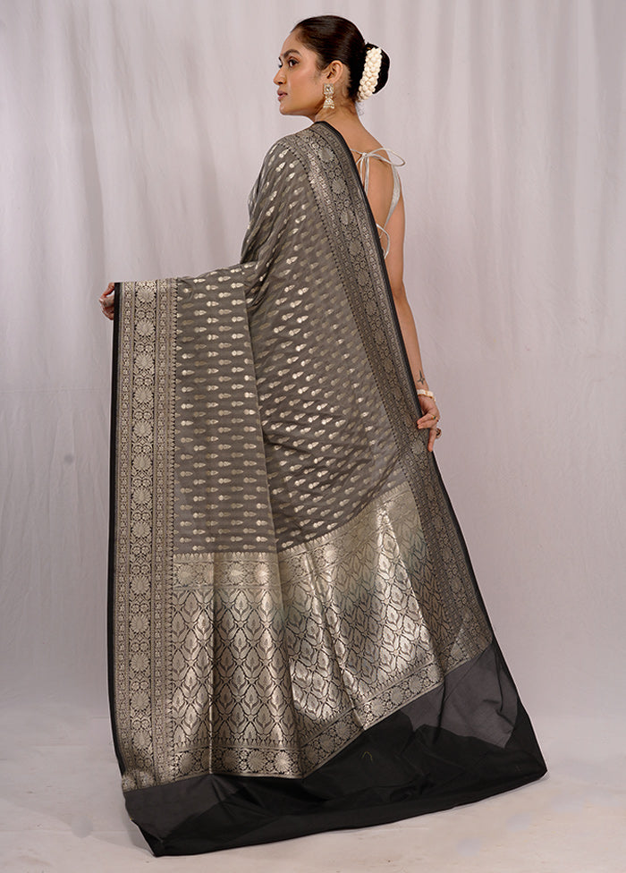 Grey Uppada Silk Saree With Blouse Piece - Indian Silk House Agencies