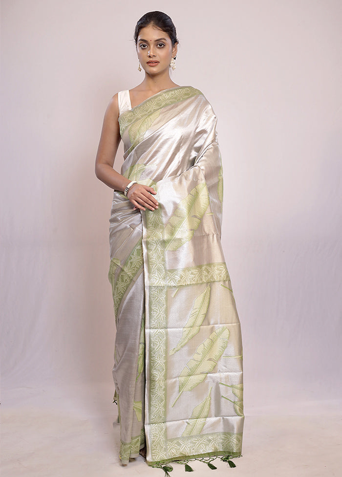 Silver Tissue Silk Saree With Blouse Piece - Indian Silk House Agencies