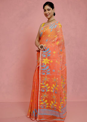 Orange Tant Jamdani Saree Without Blouse Piece - Indian Silk House Agencies