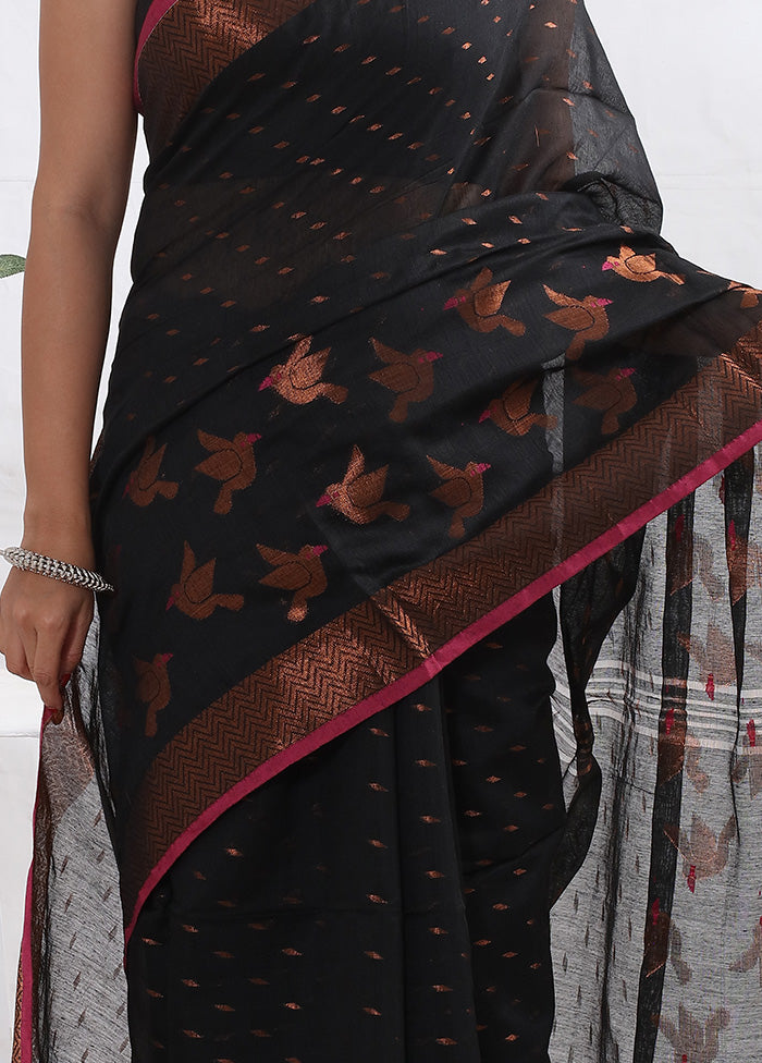 Black Matka Silk Saree With Blouse Piece - Indian Silk House Agencies