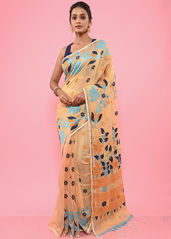 Cream Cotton Saree With Blouse Piece - Indian Silk House Agencies