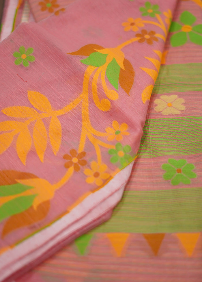 Pink Cotton Saree With Blouse Piece - Indian Silk House Agencies