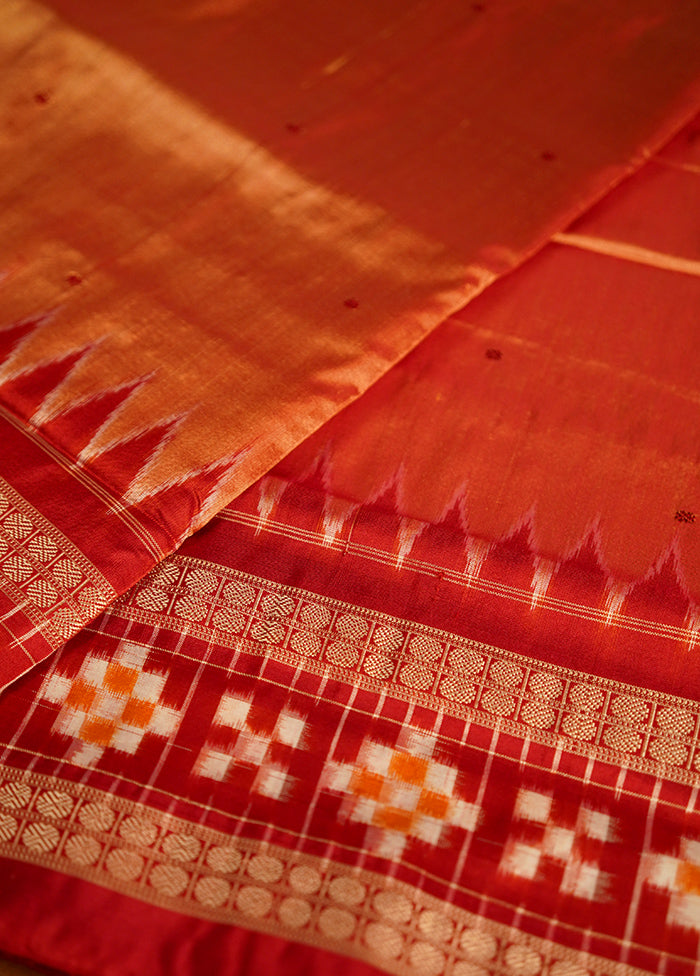 Orange Bomkai Pure Silk Saree With Blouse Piece - Indian Silk House Agencies