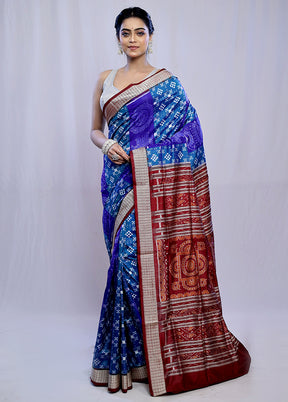 Blue Bomkai Pure Silk Saree With Blouse Piece - Indian Silk House Agencies