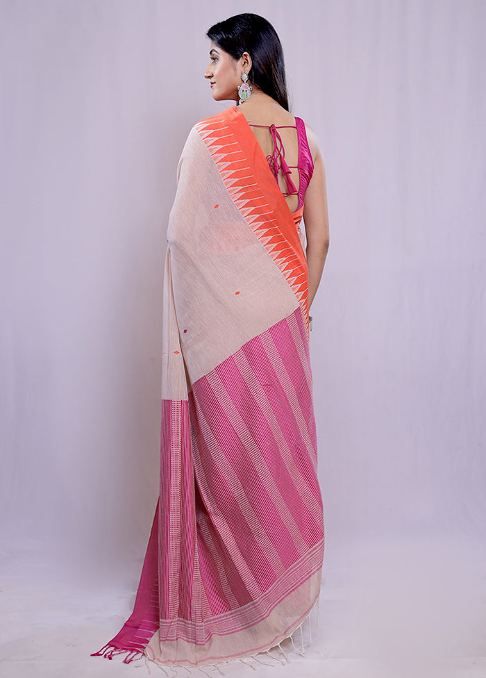 Cream Matka Silk Saree With Blouse Piece - Indian Silk House Agencies