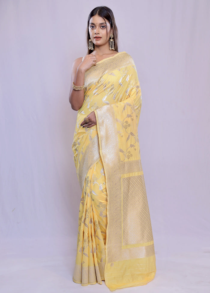 Yellow Uppada Silk Saree With Blouse Piece - Indian Silk House Agencies